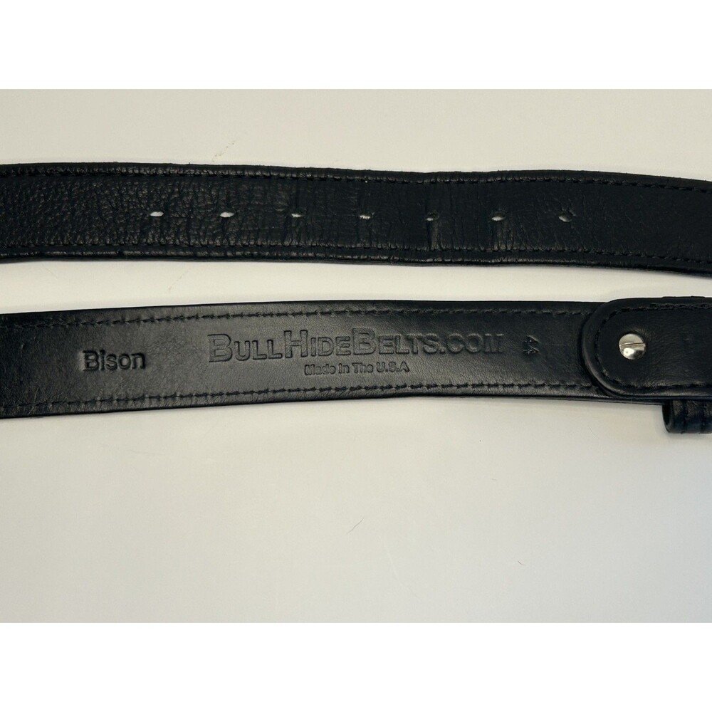 BULLHIDE BELTS Heavy Duty Belt Leather Handmade USA Sz. 44  Genuine Bison - Picture 3 of 7